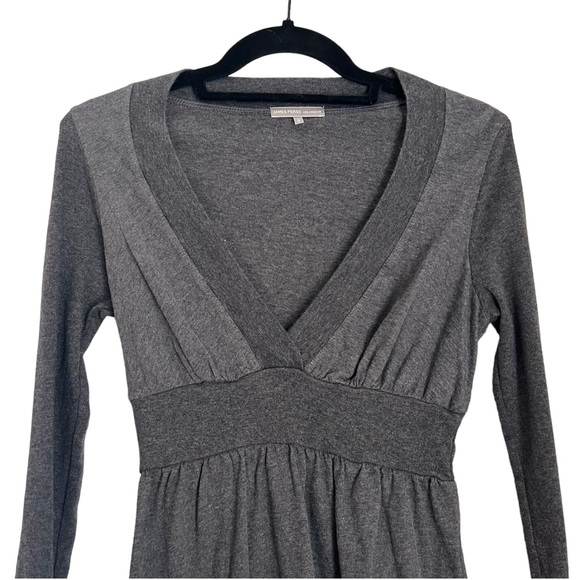 James Perse Gray Tunic Babydoll Top Dress V Neck Long Sleeve 2 - Picture 5 of 7